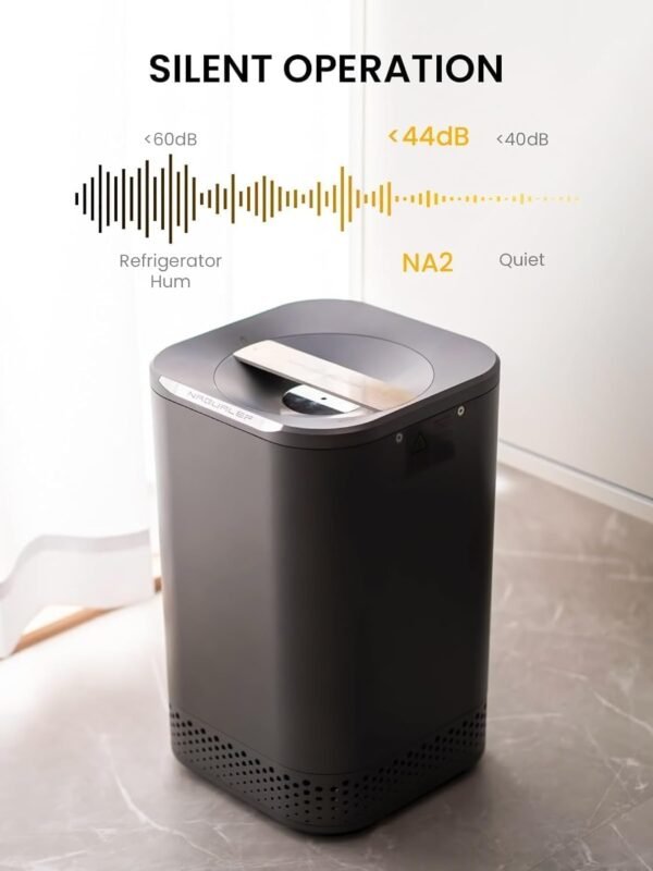 NAGUALEP 2.5L Kitchen Food Cycler Compost Bin Kitchen Electric Composter to Transform Waste into Natural Fertilizer for Garden Auto-Stop/Odorless/Quiet Food Waste Compost Machine(Gray) - Image 3
