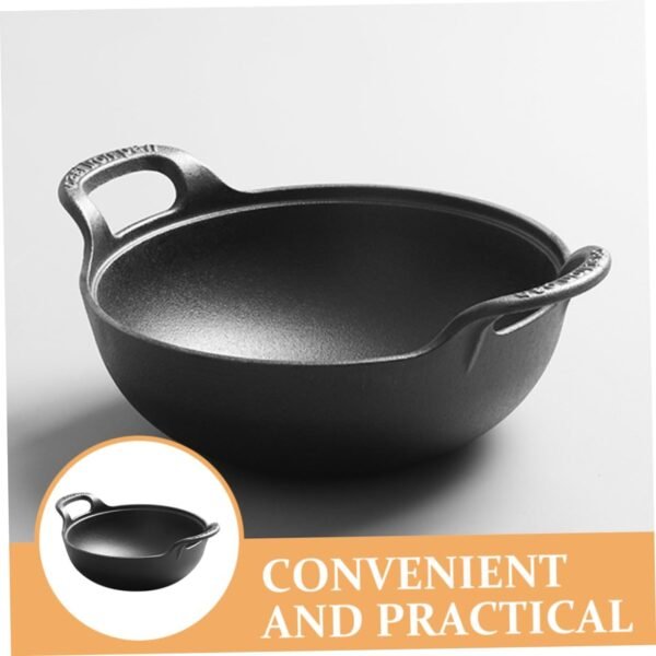 Outdoor Cast Frying Pan Chafing Dish Camping Cookware Griddle Pan Fondue Pot Old Frying Pot Outdoor Saucepan Iron Pots Camping Pot Hanging Pot for Cooking Black - Image 7