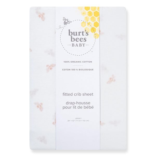 Burts Bees Baby Solid Fitted Crib Sheet Organic Cotton BEESNUG - Fits Unisex Standard Bed and Toddler Mattress, Infant Essentials, 28 x 52 x 5.5 Inch - Image 2