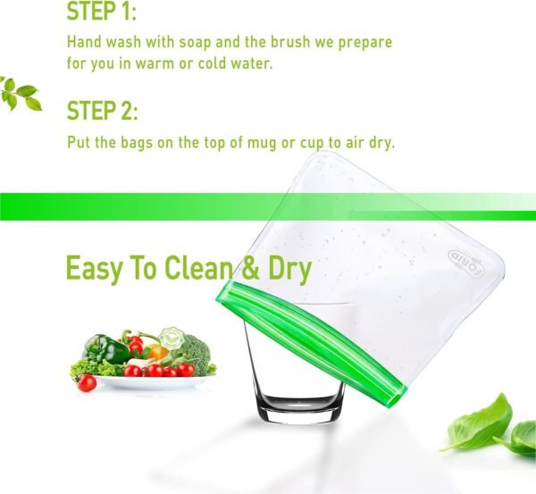 24 Pack Reusable Food Storage Bags - Non Plastic & Silicone Gallon Freezer Bags Sandwich Snack Resealable Lunch Bags Extra Thick Leakproof for Marinate Food & Fruit Cereal Travel Items Home Kitchen - Image 5