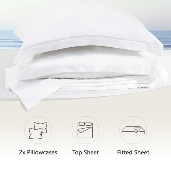 Luxury 100% Viscose Derived from Bamboo Sheets King Size - Organic, Super Soft King Sheets Set - Top and Fitted Sheet, 2 Pillowcases - King Size Cooling Sheets for Hot Sleepers - Image 3