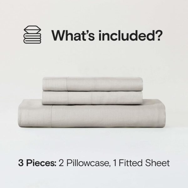 Sijo Stone Washed 100% Organic French Linen Bed Sheet Set, GOTS Certified Organic, Best Cooling Linen Sheet Award by Sleep Foundation 3pc Set - 2 Pillowcases and 1 Fitted Sheet (Classic, King) - Image 2