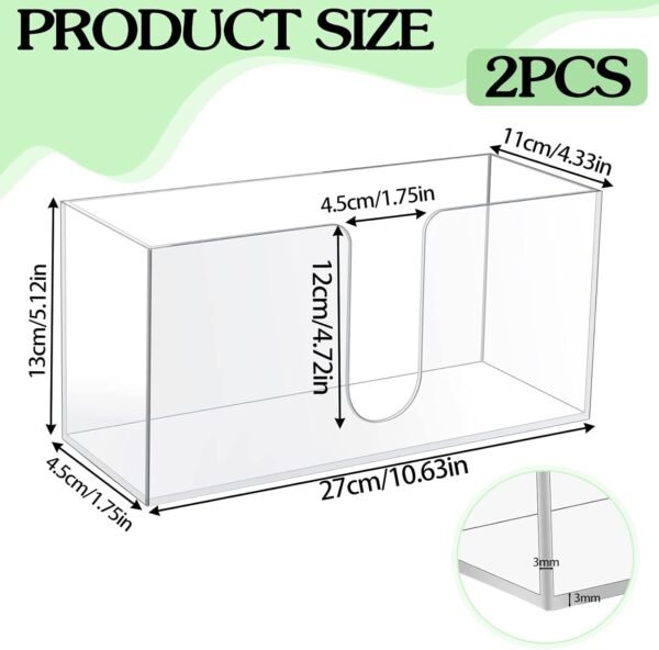 2 Pcs Acrylic Countertop Paper Towel Dispenser, Paper Napkins Dispenser, Folded Paper Towel Dispenser, Suitable for Z-fold, C-fold or MultiFold Trifold Paper Towels for Bathroom Toilet and Kitchen - Image 2