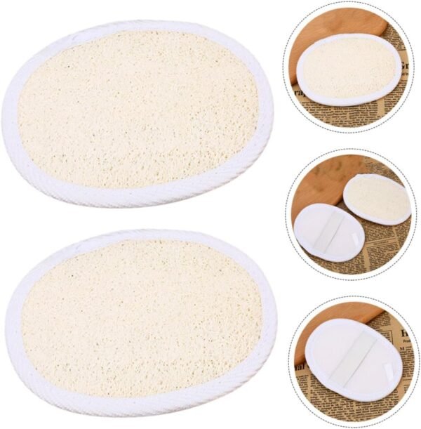 CANIGHT 4 Pcs Bath Towel Natural Loofah Pads Bath Loofahs Sponge Natural Loofah Sponge Loofah Body Scrubbers Face Scrubbers Loofah Dish Sponge Natural Sponge Loofah Sponge Pads Beige - Image 8