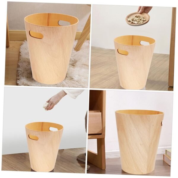 Dual Kitchen Bin Bedroom Desk Wastebasket Compost Bins for Kitchen Wooden Garbage Can - Image 3