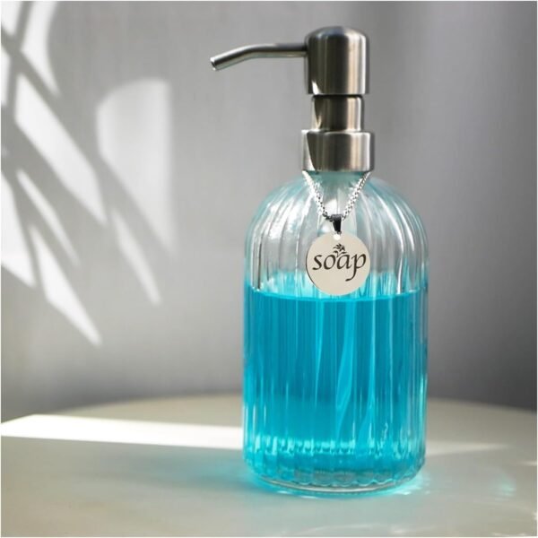 Glass Soap Dispenser, Bathroom Hand Soap Dispenser and Kitchen Hand soap Dispenser, with Rust Proof Stainless Steel Pump,15oz(Clear)