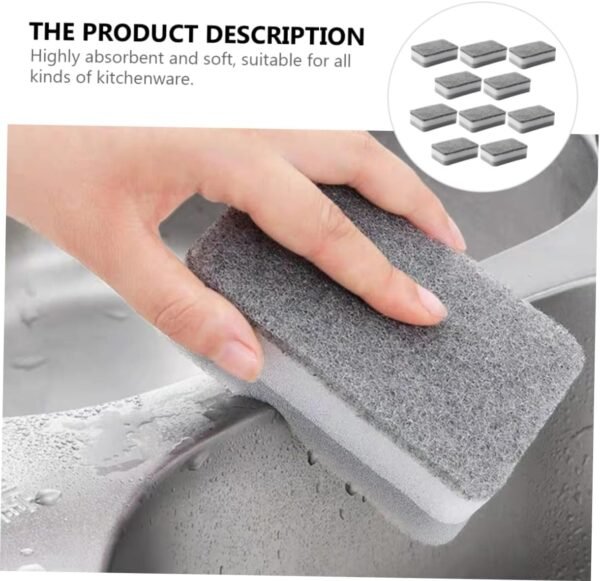 SECFOU 30 Pcs Three-Layer Scouring Sponge Dish Cleaning Sponges for Washing up Pan Scrubber Sponge Scrub Pad for Dishes Bowl Scrubber Home Cleaning Product Natural Sponge Grey - Image 6