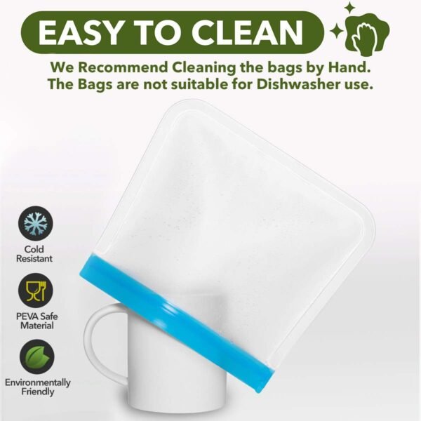Greenzla Reusable Food Storage Bags – 12 Pack BPA FREE Freezer Bags (4 Reusable Gallon Bags & 4 Reusable Sandwich Bags & 4 Reusable Snack Bags), EXTRA THICK & Leakproof Reusable Lunch Bags for Food - Image 5