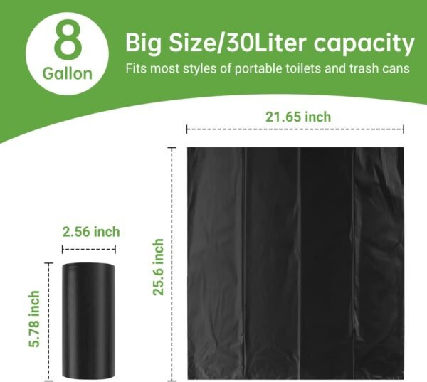Portable Toilet Replacement Bags, 25 Count 8 Gallon 1.5 Mil Super Thickened Compostable Trash Bags, 30 Liter Camping Toilet Bags for Travel Outdoors, Boating, Emergency Toilet Bag for Car - Image 5