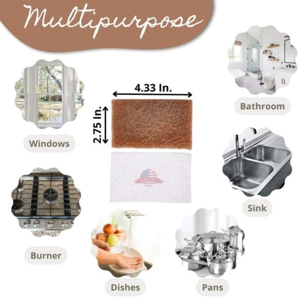Natural Kitchen Sponge, Ecofriendly Sponge, Biodegradable & Organic Sponge Kitchen, Dish Sponge, Scrubber Sponge, Non Toxic & Non-Scratch,Bamboo Sponge, Kitchen Sponge Cellulose- 6 Pcs - Image 5