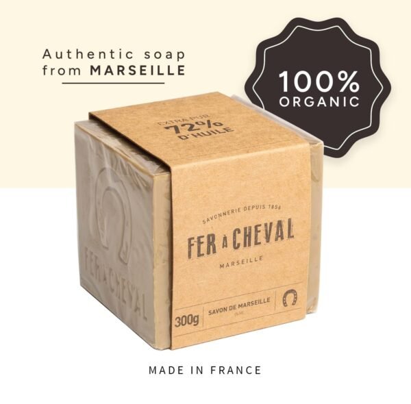 Fer à Cheval Pure Olive Authentic Savon De Marseille Soap Bar | Natural Plant-Based Savon Marseille Soap Cube with French Olive Oil Soap | 300g, 2 Pack - Image 2