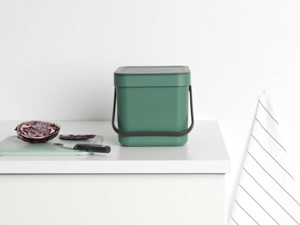 Brabantia Sort & Go Food Trash Can (1.6 Gal/Fir Green) Small Countertop Kitchen Compost Caddy with Handle & Removable Lid, Easy Clean, Fixtures Included for Wall/Cupboard Mounting - Image 6