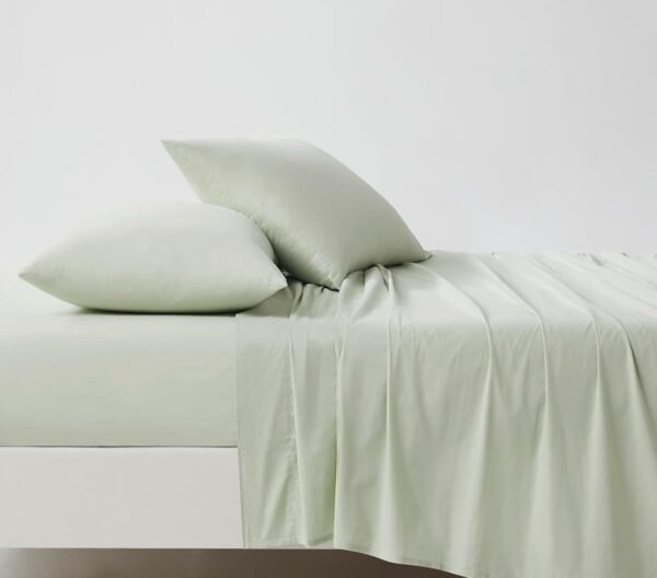 Linen Closet Luxury Cotton 144 Thread Count Organic Cotton 4-Piece Sheet Set, Queen, Light Green - Image 7
