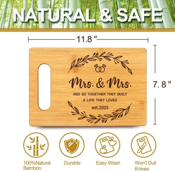 Mrs & Mrs Cutting Board for Couple 2025 from Parents, Wedding Gifts for Mrs & Mrs, Newlywed Present Lesbian Couple Bridal Shower Gifts, Pride Cutting Board - Image 2