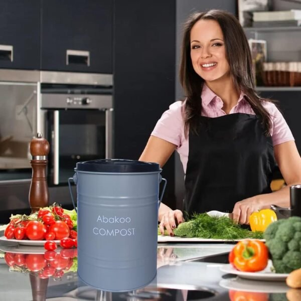 Abakoo Stainless Steel Compost Bin - Premium Grade 304 Stainless Steel Kitchen Composter - Includes 4 Charcoal Filter, Indoor Countertop Kitchen Recycling Bin Pail (1.0 Gallon (Gray)) - Image 4
