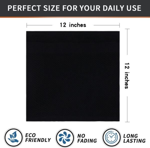 Homaxy 100% Cotton Dish Cloths, 8 Pack - 12 x 12 Inches, Waffle Weave Super Soft and Absorbent Dish Towels Quick Drying Dishcloths, Black - Image 5