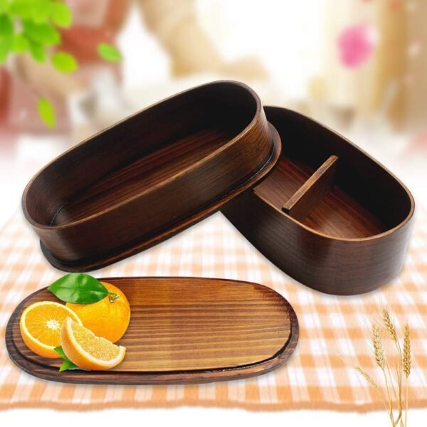 DODY Wooden Lunch boxes, Japanese Traditional Natural Square Wooden Lunch Containers Women's Men's Adult Kids Wood Bento Box with Spoon Fork kit and Storage bag - Image 3