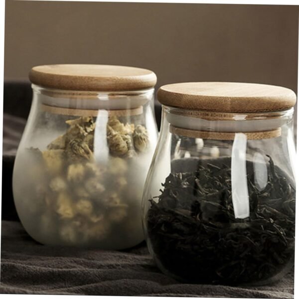 1pc Glass Tea Tea Coffee Sugar Canisters Spice Jars Overnight Oats Jar Pantry Storage Containers Food Storage Containers Glad Clear Container Cup Air Rice Dispenser Lid White - Image 3