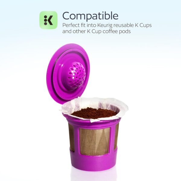 100 Disposable Paper Filters for Keurig Reusable K Cups Filters and Other Single Serve Refillable K cups(Fits All Brands) - Image 2