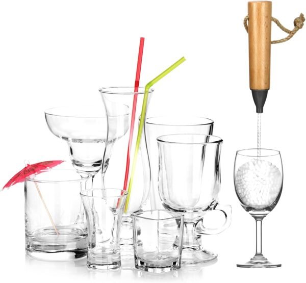 QWORK Whiskey Tasting Glass Brush - 3-Pack Natural Beech Wood Grips Foam Brush Cleaning Brushes - Image 7