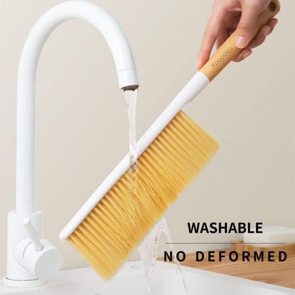 Hand Broom Cleaning Brushes- Soft Counter Duster Furniture Dusters Brush with Long Wooden Handle Household Dusting Tool (1 - Image 2
