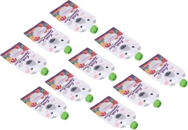 Reusable Food Pouch Portable Squeeze Baby Food Storage Bag 10 Pcs 200ml Refillable for Fruit Puree Reusable Food Pouch Baby Food Storage Bag Squeeze Baby Food Refillable Storage