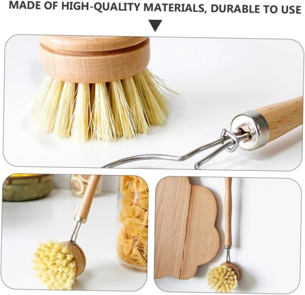 2pcs Wooden Handle Cleaning Brush Bowl Cleaning Brushes for Household Use Handle Pot Household Cleaning Natural Dish Scrubber Handled Dish Brush Pan Scrubber Beech - Image 9