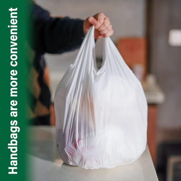 Biodegradable handle Trash Bags, 5 Gallon, 20L, leak proof 0.78 Mils Thickness, 100% Compostable Waste Bags for Kitchen Bathroom Office , ASTM D6400 BPI Certified, White - Image 6