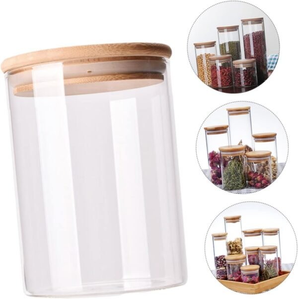 2pcs Sealed Jar Kitchen Storage Containers Storage Bins Utensil Basket Clear Storage Jar Lockable Keeper Food Storage Jar Rack Condiment Cups Food Containers Glass Containers Wood - Image 8