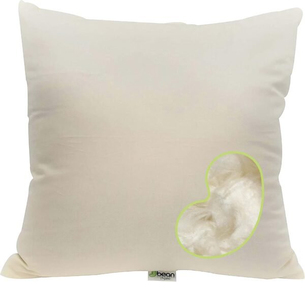 Bean Products Kapok Pillow - 18 x 18 Euro Size, Organic Cotton, Vegan, Premium Quality - Made in USA Neck Bed Body Floor Cushion Insert Couch Throw Bolster - Organic Eco Friendly Fabric and Fill