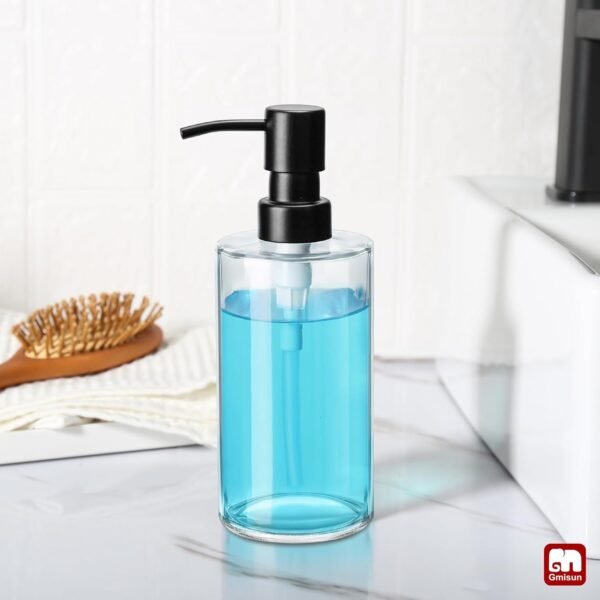 GMISUN Glass Soap Dispenser with Stainless Steel Pump, Clear Soap Dispenser, Hand Soap Dispenser for Bathroom, 12oz Dish Soap Dispenser for Kitchen, Modern Refillable Liquid Soap Dispenser Bottle - Image 8