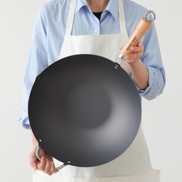 Riverlight KIWAME PREMIUM Wok pan,Wooden Handle,Peking Wok,Beijing Wok (Beijing wok 14.2inches (36cm)) - Image 3