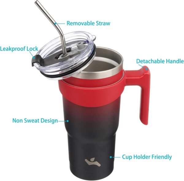 20 oz Tumbler with Handle and 2 Straw 2 Lid, Insulated Water Bottle Stainless Steel Vacuum Cup Reusable Travel Mug,Mystic Moon - Image 2