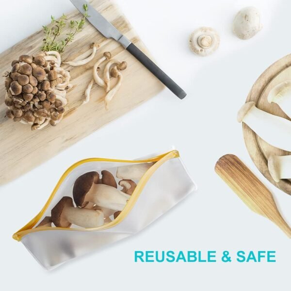 Reusable Food Storage Bags Stand Up, 9 Pack Ziplock Reusable Freezer Bags, Leakproof Storage Gallon Bags, Reusable Food Bags, Sandwich Bags, Reusable Snack Bags - Image 7