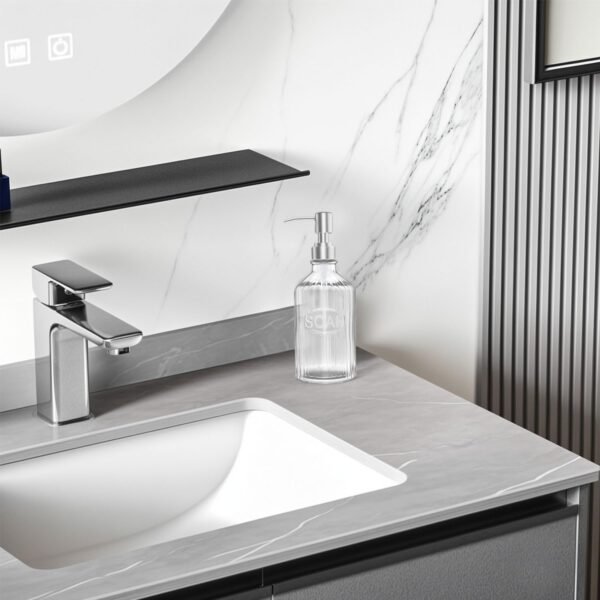 Glass Dish Soap Dispenser - Refillable Kitchen Hand Pump for Rust Proof Stainless Steel Countertop, Clear Liquid Bathroom Dispenser - Image 6