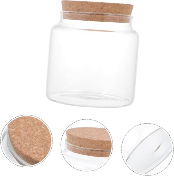 3pcs Glass Storage Jar Jars Bins Food Storage Containers Small Containers with Lids Cookie Jar Airtight Cube Coffee Jar Oats Mason Jar Lids Flour Stackable Cups Pantry Cork - Image 8