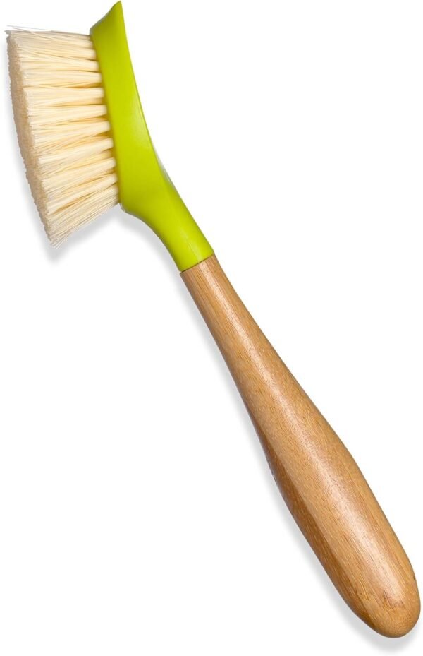 Full Circle Be Good Bamboo Handle Dish Brush – Sustainable Kitchen Cleaning with Tough Bristles - Natural Dish Scrubber & Cast Iron Cleaner - Long Handle Brush for Dishes, Pots, and Pans, Green - Image 2