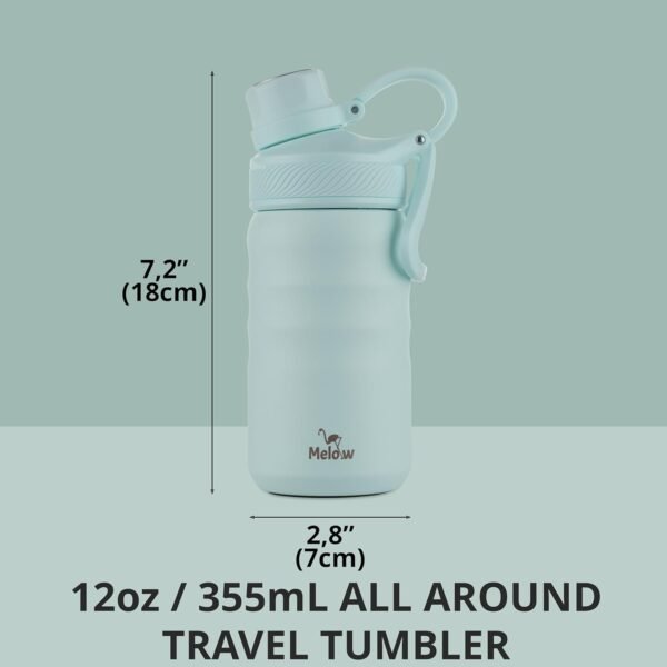 MELOW 12 oz Kids Water Bottle, Stainless Steel Insulated with Straw and Chug Lid, 2 Lids, Leak-Proof, Easy to Clean, Perfect for School, Camp, Water, Milk, Juice (Seablue) - Image 9