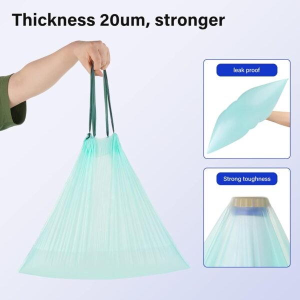 4 Gallon Compostable Trash Bags Drawstring Biodegradable Trash Bags 100% Compost Small Trash Bags for Kitchen Bathroom Office ASTM D6400 BPI Certified Green - Image 4