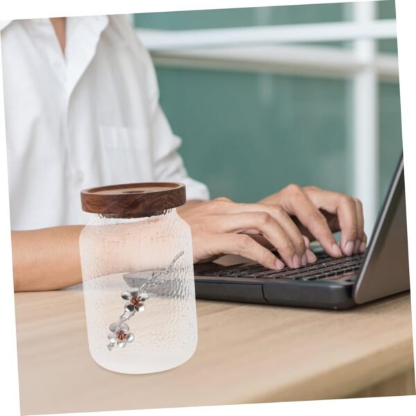 2pcs Glass Jar Containers for Food Wine Bottle with Lid Sugar Jar with Skeleton Decor Sugar Bowl Sugar Canisters Portable Tea Can Food Storage Snack Container Cereal Container Wood - Image 3
