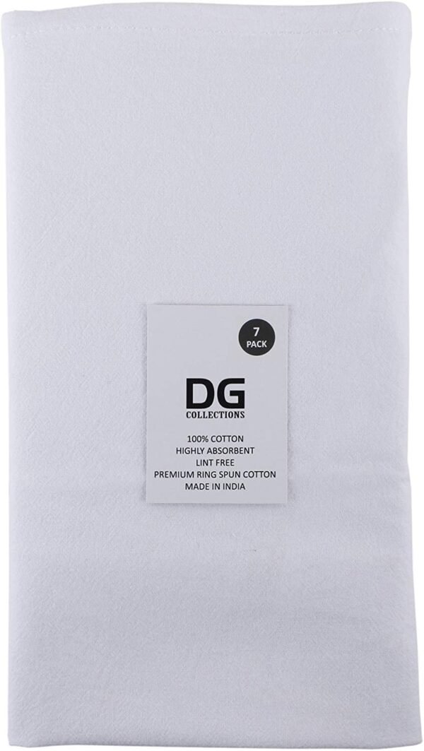 DG Collections Flour Sack Dish Towels for Kitchen, Set of 7 (33 x 38 Inches), Multi-use White Kitchen Towels, 100% Cotton, Highly Absorbent Hand Towels, Tea Towels for Embroidery, and Print - White - Image 6