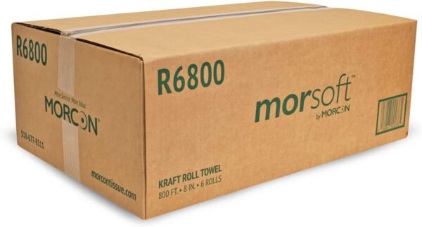 Morsoft by Morcon Paper R6800 Universal Hardwound Roll Towels, 100% Recycled Fibers, 6 Rolls X 800 ft Brown Paper Towels - Image 4