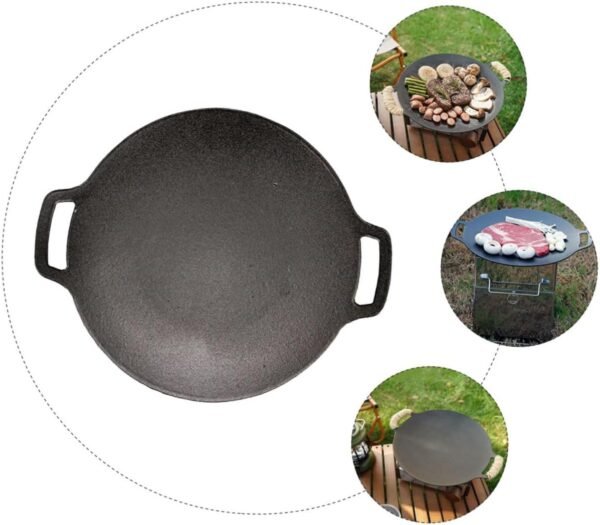 Nonstick Pizza Pan Griddle Pans Steak Pan Stove Frying Outdoor Barbecue Cooking Grill Pan Grills Roasting Pan Baking Dish Camping Cookware Roaster Pan Pizza Cooker Dark Grey Iron - Image 6