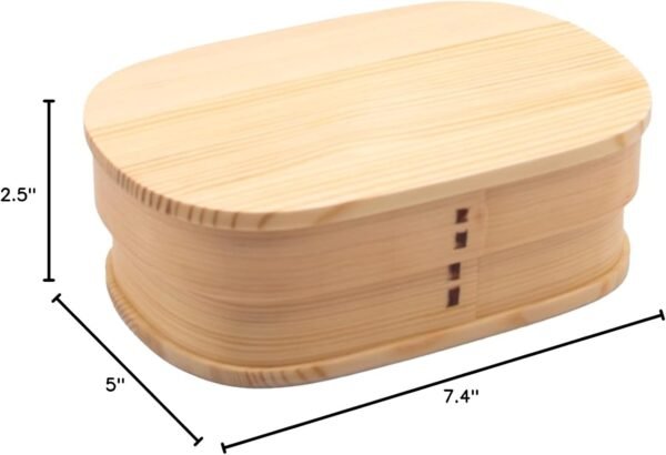 Bentowappa A-88-273615 Wooden Lunch Box, Approx. 7.5 x 5.1 inches (19 x 13 cm), Single Tier, Natural - Image 7
