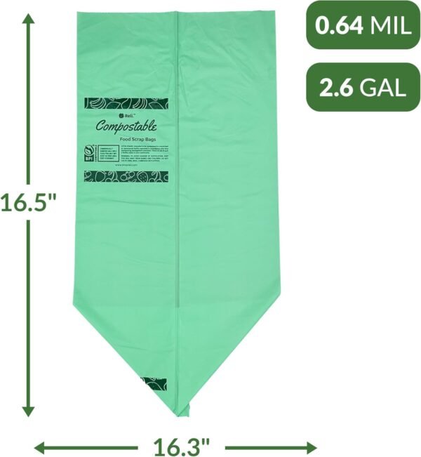 Reli. Compost Bags 2.6 Gallon (150 Count) | ASTM D6400 | Compostable Trash Bags for Food Scraps | Small Compost Bags for Kitchen Compost Bin/Countertop Bin | Green, Eco Bags for Food Waste, 2.6 Gal - Image 5
