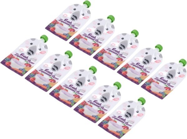Reusable Food Pouch Portable Squeeze Baby Food Storage Bag 10 Pcs 200ml Refillable for Fruit Puree Reusable Food Pouch Baby Food Storage Bag Squeeze Baby Food Refillable Storage - Image 2