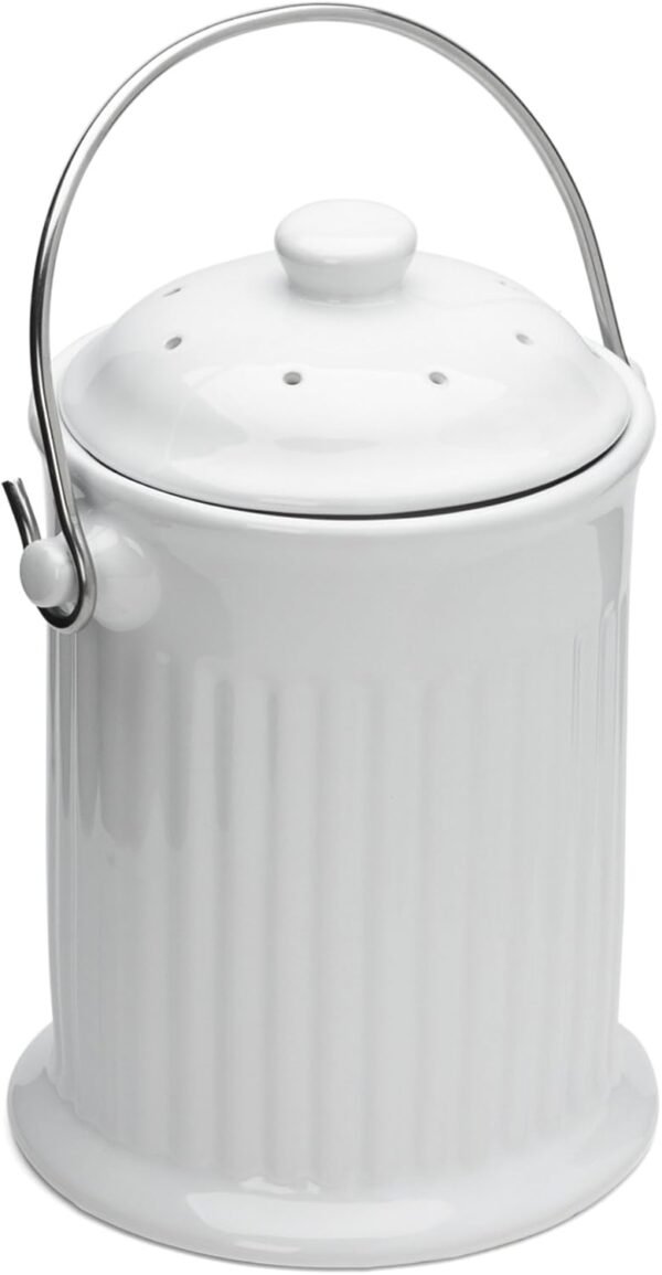 Fox Run 74941 Compost Bin, White Ceramic