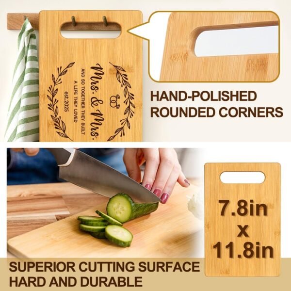 Mrs & Mrs Cutting Board for Couple 2025 from Parents, Wedding Gifts for Mrs & Mrs, Newlywed Present Lesbian Couple Bridal Shower Gifts, Pride Cutting Board - Image 3