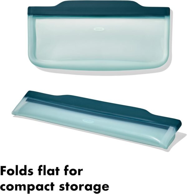 OXO Good Grips Silicone Reusable Bags – 4 Piece Lunch Set - Oat/Lagoon - Image 6