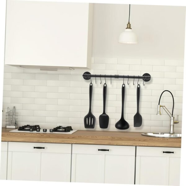 BESTOYARD 1 Set Pendant Rack Kitchen Utensil Mounted Clothes Hanger Industrial Pan Holder Pot Organizer Rack Kitchen Utensil Hanging Rack Kitchen Rail Cookware Hanging Shelves Iron - Image 3